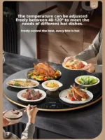 Household Electric Food Warming Board round multifunctional Constant Temperature dining table with hot pot heating plate - Image 5