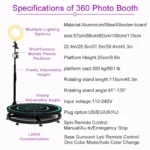 360 Photo Booth  Insta 360 60cm App Control Machine 24inch  with RGB Ring Light Logo Free 360 Video Photo Booth Flight Case ﻿ - Image 13