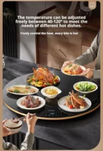 Household Electric Food Warming Board round multifunctional Constant Temperature dining table with hot pot heating plate - Image 12