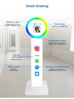 iPad Photo Booth Selfie Machine Shell Adjustable Stand Photobooth Customized LOGO With LED Ring Light For Wedding Partys Events - Image 13