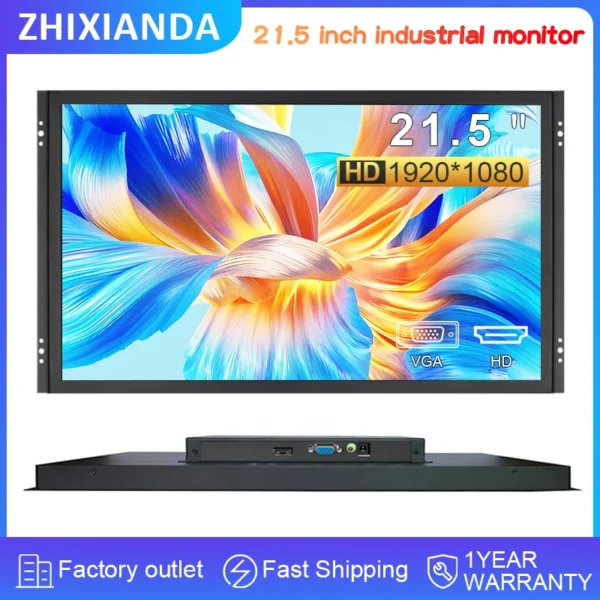 ZHIXIANDA 21.5 Inch 1920x1080 VESA Mount Open Frame Resistive/Capacitive TouchScreen Industrial Monitor LCD Display VGA/HDMI