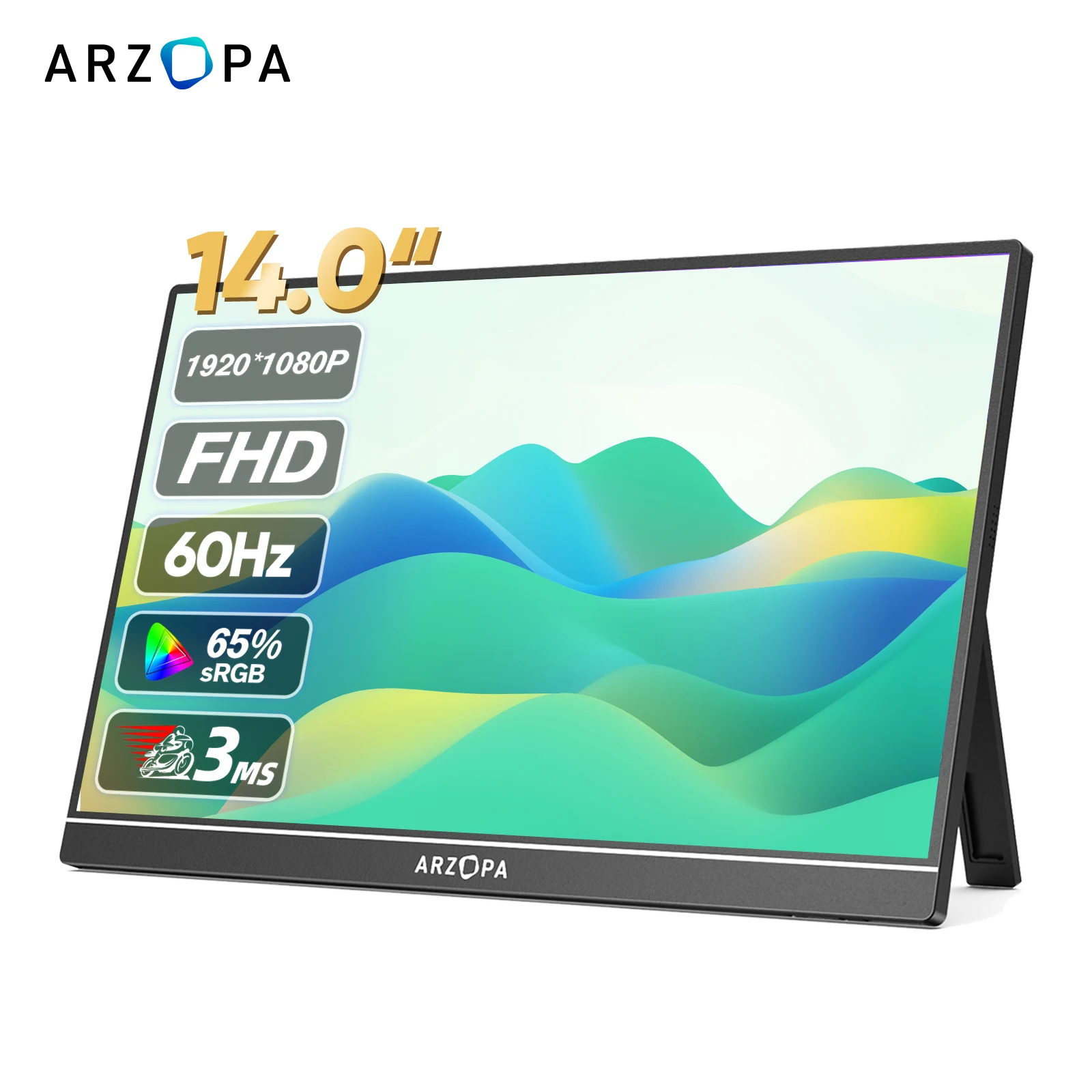 kf-S2b8145a367fa4b8fae637007e82b038fo New ARZOPA 14.0'' 1080P FHD IPS Portable Monitor with USB C HDMI External Second Screen for Mac,Laptop,PC,Switch,PS,Xbox - Image 1