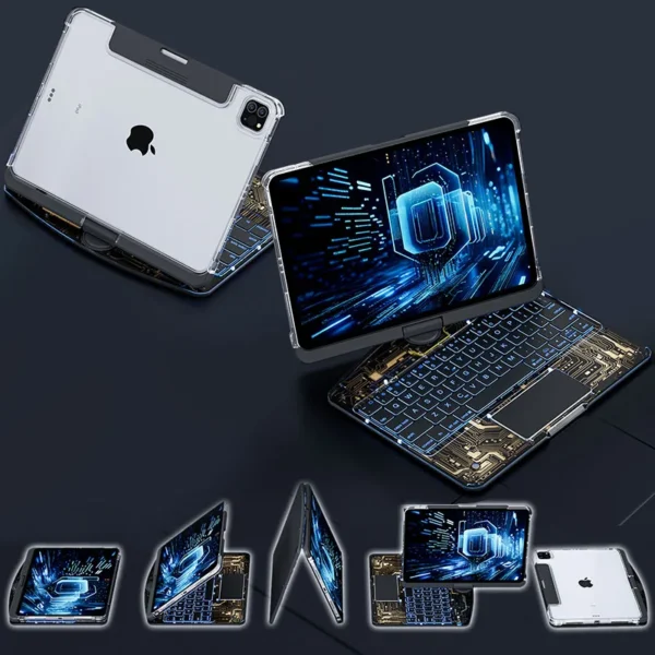 360 Swivel Magic Keyboard Clear Case for iPad Air6 11inch 2024 with Smart Trackpad for iPad Pro 6th Generation Gen Rotating Case