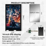 DIY Secondary Screen For Lianli O11 Dynamic Mini 14-inch LCD Front Replacement O11D HD 2K Monitor Gamers Refit 1920*1080 PC MOD - Image 3