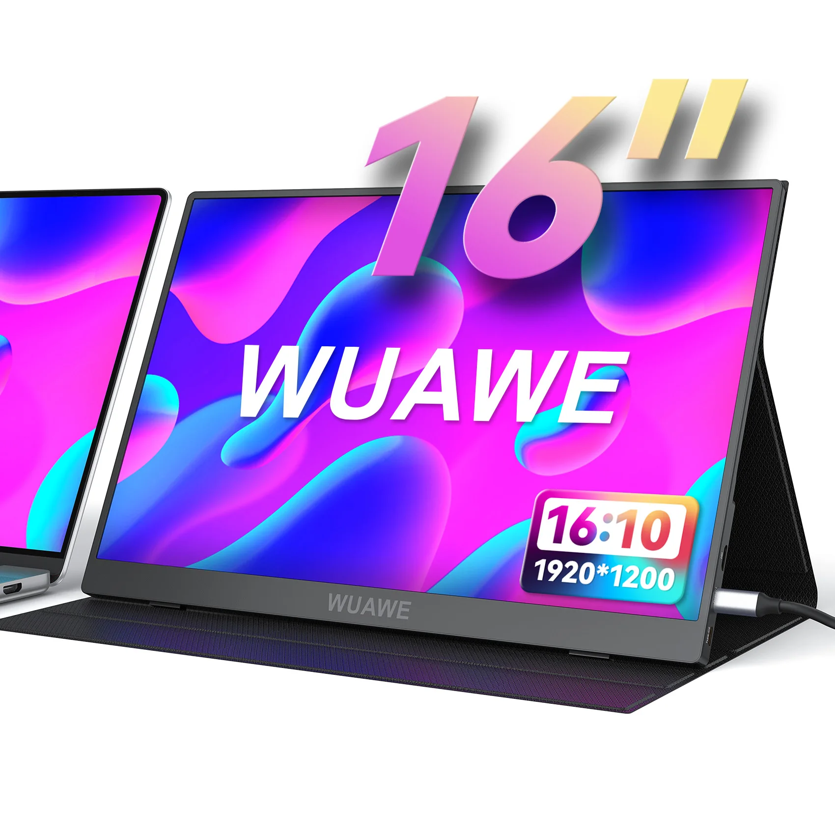 kf-S4a5c91fab0954c20826cd0ffa8cd9954h 16" Portable Monitor, 1920x1200P 16:10 USB C HDMI Travel Monitor for Laptop, External Second Computer Monitor with HDR Freesync - Image 1