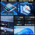 US.EU GMKtec KB5 Mini PC Intel Celeron N5105 Windows 11 Pro 4K Mini PC DDR4 8GB RAM 128GB ROM WiFi5 BT4.2 Desktop Computer Work - Image 2