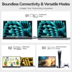 16" Portable Monitor, 1920x1200P 16:10 USB C HDMI Travel Monitor for Laptop, External Second Computer Monitor with HDR Freesync - Image 5