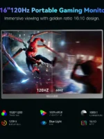 Christmas Gifts 16" 1200P 120Hz Portable Monitor, 16:10 100% sRGB Portable Gaming Monitor with Built-in Stand,HDR and Freensync, - Image 3