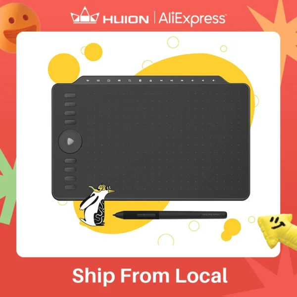 GAOMON Graphic Tablet M1220 12 Inch Drawing Tablet Redail Tilt Support Battery-Free Pen 8 Express Keys with 13 Multimedia Keys