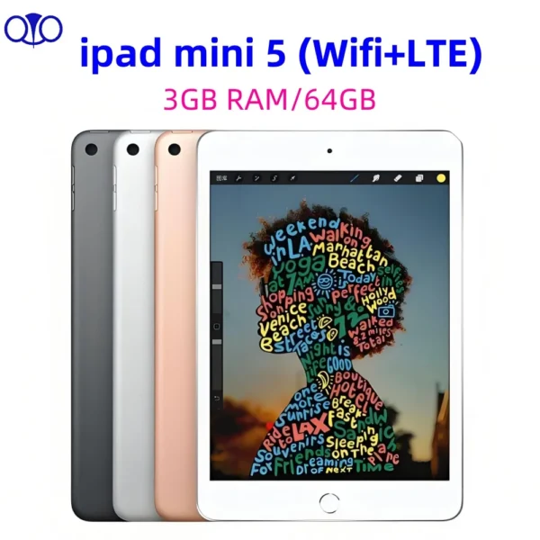 Original Apple iPad mini5 2019 Unlocked iPad Wifi+LTE 64GB A12 Bionic Retina iOS 96% New Tablet