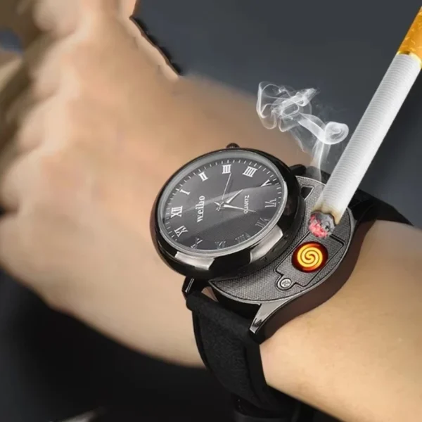 Men's Watch Metal Windproof Lighter Flameless Rechargeable Watch USB Cigarette Lighters Tool Exquisite For Men Gadgets Gift