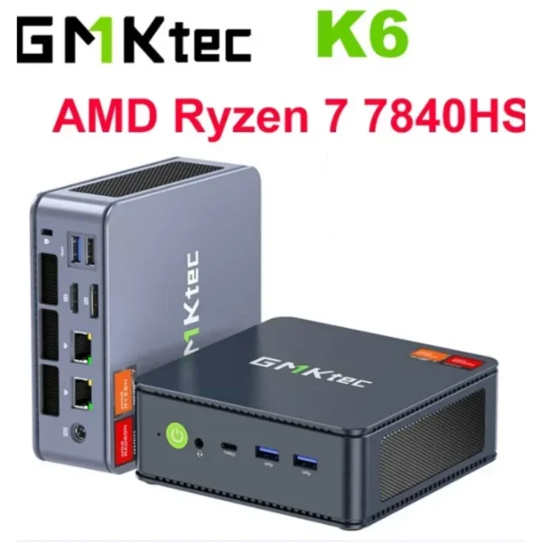 US.EU GMKtec K6 R7 7840HS Mini PC DDR5 5600MHz PCIe4.0 NVMe SSD 2.5G LAN USB4 WiFi6 BT5.2 Tri-Display Desktop Gaming Office Comp