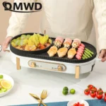 DMWD Household Electric Grill Double-flavor Hotpot Stew Pot Baking Machine Dual use Barbecue Maker BBQ Tool Smokeless 220V - Image 3