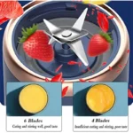 Multifunction 2 Cups Portable Fruit Juicer Blender 6 Blade Juice Mixer Mini Ice Blender USB Charging Wireless Juice Extractor - Image 2