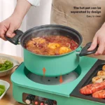 3 in 1 Korean Electric Dish Hot Pot Bbq Ramen Soup Hot Pot Grill Plate Instant Kitchen Fondue Non-Stick Electric Baking Pan EU - Image 4