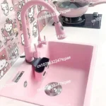 Light pink quartz stone large single slot bar basin, mid-island basin, kitchen under counter, colored dishwasher, - Image 2