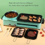 Multi cooker Electric Smokeless Grill Non Stick Pan BBQ Grill with Hot Pot 3 in 1 Household Multifunctional Hotpot Grill Cooker - Image 5