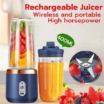 Multifunction 2 Cups Portable Fruit Juicer Blender 6 Blade Juice Mixer Mini Ice Blender USB Charging Wireless Juice Extractor