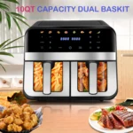 Double Basket Air Fryer 9L XXL 2400W 8 Modes Healthy Oil-Free Frying&Baking Oven 8-in-1 Air Fryer NEW
