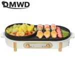 DMWD Household Electric Grill Double-flavor Hotpot Stew Pot Baking Machine Dual use Barbecue Maker BBQ Tool Smokeless 220V - Image 2