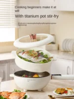 Electric wok all-in-one multifunctional household dormitory steaming and frying electric hot pot electric wok - Image 5