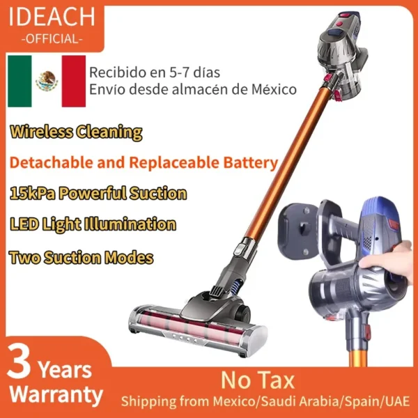 Wireless Handheld Vacuum Cleaner 20kPa Powerful Suction Dual Motor LED Lighting Detachable Battery Cordless Home Dust Cleaner