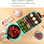 Multi cooker Electric Smokeless Grill Non Stick Pan BBQ Grill with Hot Pot 3 in 1 Household Multifunctional Hotpot Grill Cooker - Image 4