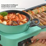 3 in 1 Electric Grill and Hot Pot Portable Smokeless BBQ Hot Pot and Ideal for 3-6 People Multifunctional Teppanyaki Grill Pot - Image 3