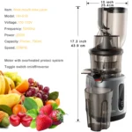 BioloMix Cold Press Juicer with 78mm Feed Chute, 200W 40-65RPM Powerful Motor Slow Masticating Juice Extractor Fits Whole Fruits - Image 5