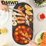 DMWD Household Electric Grill Double-flavor Hotpot Stew Pot Baking Machine Dual use Barbecue Maker BBQ Tool Smokeless 220V - Image 4