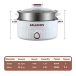 Electric Cooker Dormitory Multi Cooker Household for Hot Pot Cooking and Frying and Double Layer Soup Heater Pot Fry EU /US Plug - Image 6