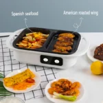 2 in 1 Non-Stick Shabu Pot and Griddle Multi Cookers BBQ Shabu Shabu Pot with Grill, Steaks, Ramen& Noodles,electric cooking pot - Image 5