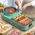 3 in 1 Electric Grill and Hot Pot Portable Smokeless BBQ Hot Pot and Ideal for 3-6 People Multifunctional Teppanyaki Grill Pot - Image 2
