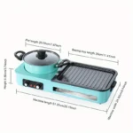 3 in 1 Electric Grill and Hot Pot Portable Smokeless BBQ Hot Pot and Ideal for 3-6 People Multifunctional Teppanyaki Grill Pot - Image 6