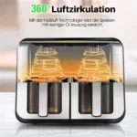 Double Basket Air Fryer 9L XXL 2400W 8 Modes Healthy Oil-Free Frying&Baking Oven 8-in-1 Air Fryer NEW - Image 3