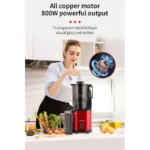 Cold Press Juicer, Slow Chewer, 140mm Large Bore Feed, Suitable for Whole Fruits and Vegetables, Easy To Clean - Image 3
