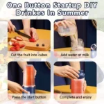 Multifunction 2 Cups Portable Fruit Juicer Blender 6 Blade Juice Mixer Mini Ice Blender USB Charging Wireless Juice Extractor - Image 3