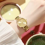 2pcs Set Watch Luxury Women Simple Dial Hollow Strap Fashion Gold Bracelet Quartz Wristwatch Student Ladies Watches Reloj Mujer - Image 3
