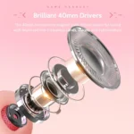 QearFun New Pink Headphones for PC Girls Gaming Wired Headset with Microphone Gamer for PS4 Windows XP/7/8/10 Laptop Phone - Image 2