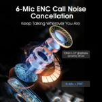 QCY HT05 ANC Wireless Earphone 40dB Noise Cancelling Bluetooth 5.2 Headphone 6 Mic ENC HD Call TWS Earbuds Transparency Mode - Image 4