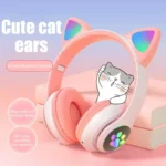 P47M Wireless Headphone Flash Light Cute Cat Bluetooth with Mic Control LED Stereo Music Helmet Phone Bluetooth Headset Gift - Image 3