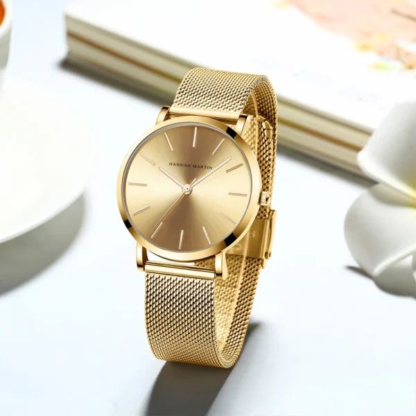 HANNAH MARTIN Brand Quality Stainless Steel Band Japan Quartz Movement Waterproof Women Full Rose Gold Ladies Dropshipping Watch
