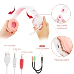 QearFun New Pink Headphones for PC Girls Gaming Wired Headset with Microphone Gamer for PS4 Windows XP/7/8/10 Laptop Phone - Image 4