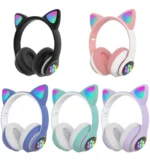 P47M Wireless Headphone Flash Light Cute Cat Bluetooth with Mic Control LED Stereo Music Helmet Phone Bluetooth Headset Gift - Image 4
