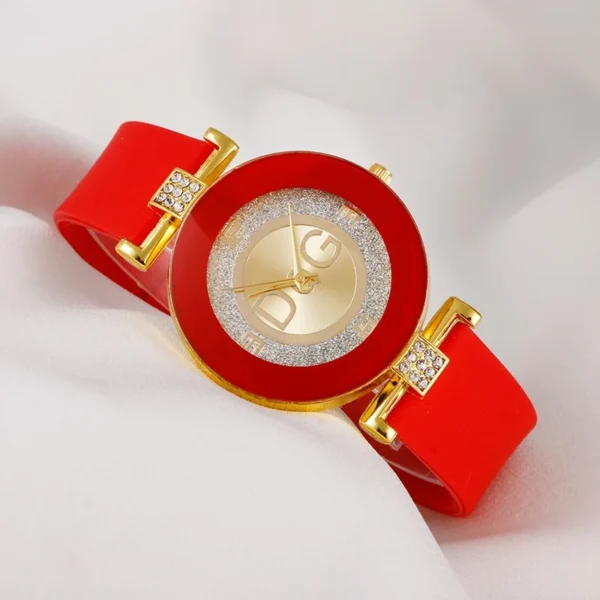 DQG-Montre-bracelet numérique à quartz pour hommes et femmes, diamant en silicone rouge, cadeau de livraison directe, marque supérieure de luxe