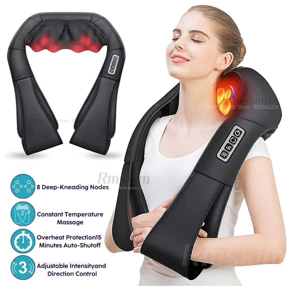 kf-Sc9490aa545124bfaa323aa0b59dc419bM Shiatsu Neck and Shoulder Massager Heated Back Massager U Shape Deep Kneading Electric Massage Pillow For Neck Waist Leg Body - Image 1