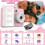 Instant Print Camera for Boy/Girl with 3 Rolls of Printing Paper, Portable Entertainment Digital Camera, with 48PM Lens and Hanging Rope, 1080P Video Recording, Play Games/Play Music and Video, Mini Instant Camera - Image 8