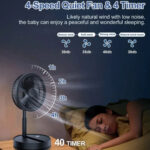 Portable Standing Fan with Remote Control, 9 Inch Foldable Pedestal Fans, 7200mAh Rechargeable Battery USB Powered Floor Fan, Height Adjustable, 4 Speeds, Quiet Camping Desk for Bedroom - Image 8