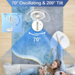 Portable Standing Fan with Remote Control, 9 Inch Foldable Pedestal Fans, 7200mAh Rechargeable Battery USB Powered Floor Fan, Height Adjustable, 4 Speeds, Quiet Camping Desk for Bedroom - Image 6