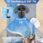 Portable Standing Fan with Remote Control, 9 Inch Foldable Pedestal Fans, 7200mAh Rechargeable Battery USB Powered Floor Fan, Height Adjustable, 4 Speeds, Quiet Camping Desk for Bedroom - Image 11